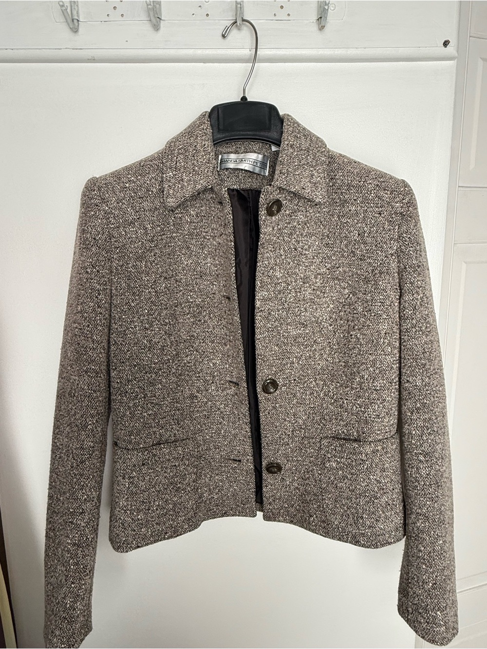 Vintage Brown Gray Tweed Cropped Blazer